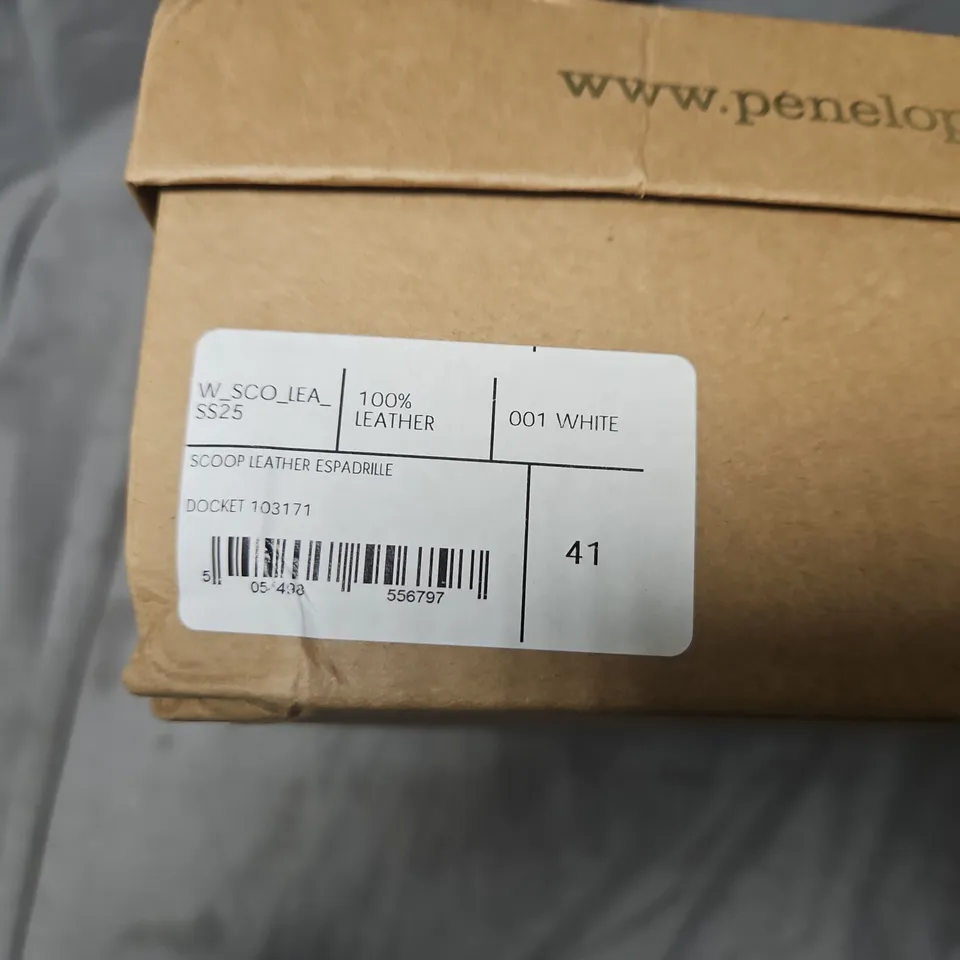 BOXED PENELOPE CHILVERS LEATHER ESPADRILLE WEDGE, WHITE – UK 8 (EU 41)