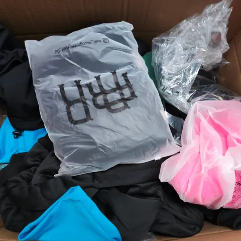 LARGE BOX OF APPROXIMATELY 25 ASSORTED CLOTHING ITEMS IN VARIOUS COLOURS, STYLES AND SIZES - COLLECTION ONLY