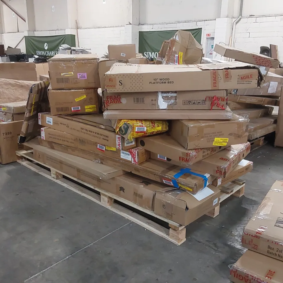 PALLET OF ASSORTED CONSUMER PRODUCTS/FURNITURE PARTS 