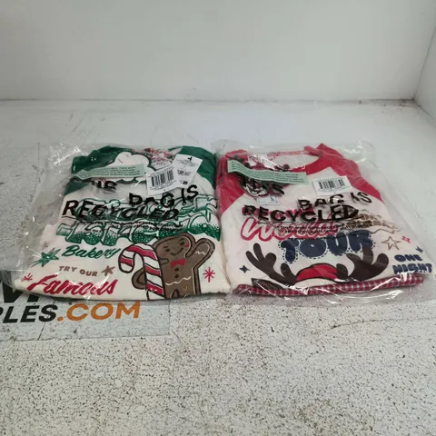BOX OF APPROXIMATELY 28 ASSORTED CLOTHING ITEMS TO INCLUDE KIDS FAMILY CHRISTMAS RAGLAN LONG SLEEVE PJ SET RED GINGHAM RUDOLPH ETC
