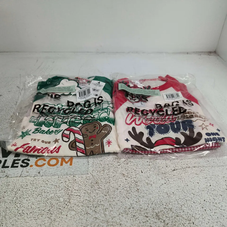 BOX OF APPROXIMATELY 28 ASSORTED CLOTHING ITEMS TO INCLUDE KIDS FAMILY CHRISTMAS RAGLAN LONG SLEEVE PJ SET RED GINGHAM RUDOLPH ETC