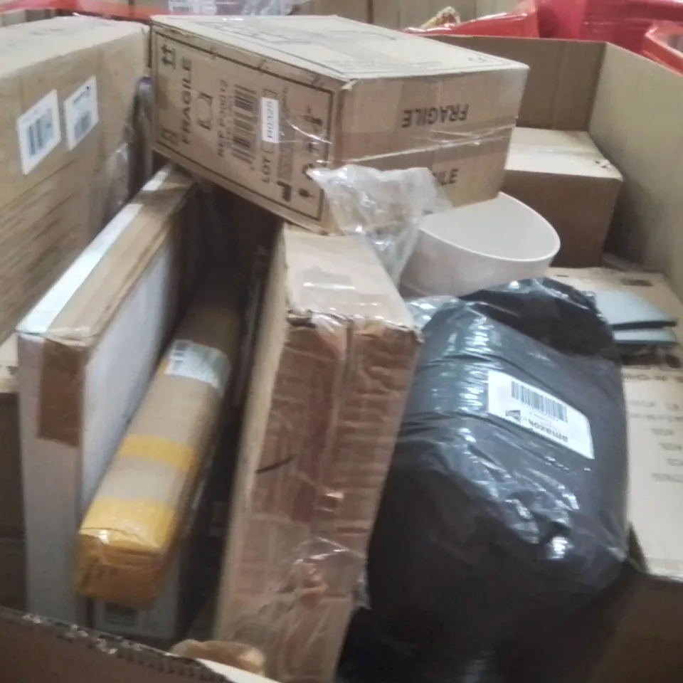 PALLET OF ASSORTED HOUSEHOLD GOODS AND PRODUCTS TO INCLUDE;POPUP TENT,STAINLESS STEEL CAT LITTER TRAY,PLAYMAT 