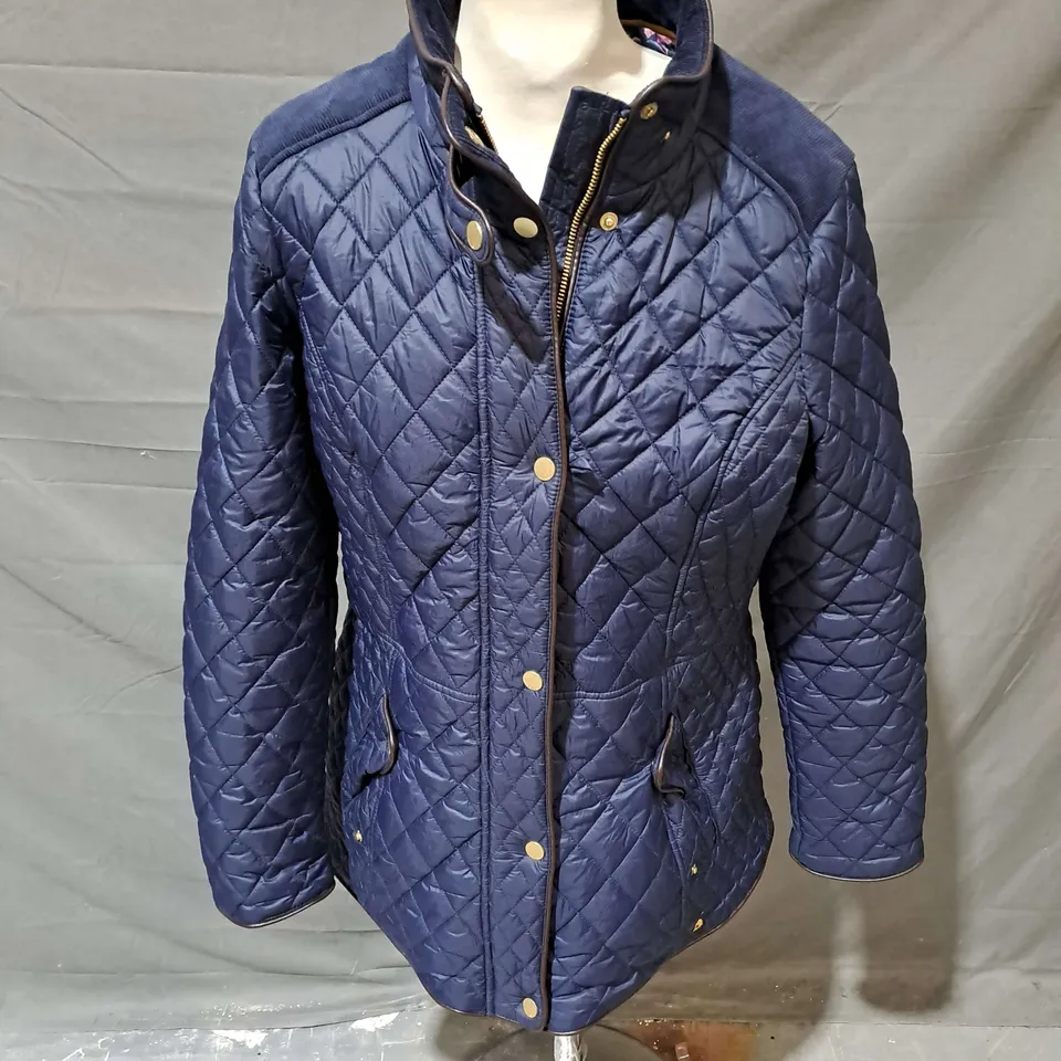 JOULES QUILTED JACKET IN NAVY SIZE 14