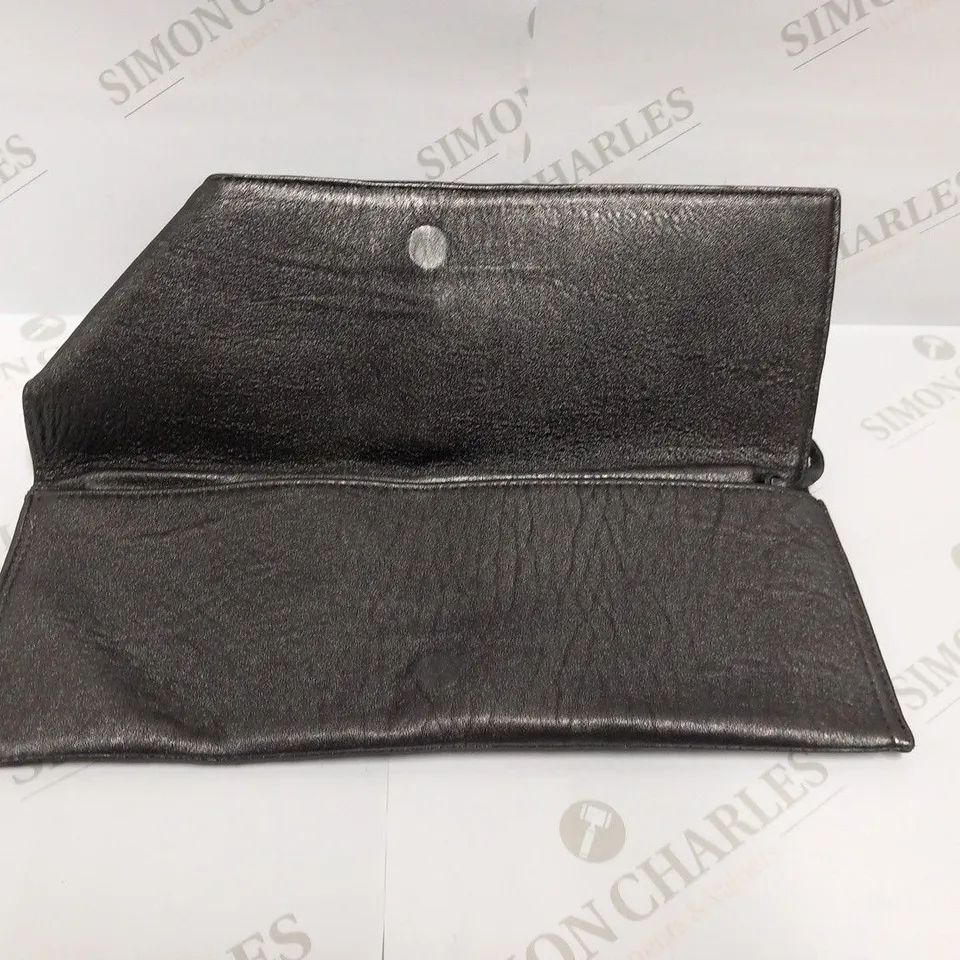 MASON DU POSH LARGE GUN SMOKE LEATHER CLUTCH BAG