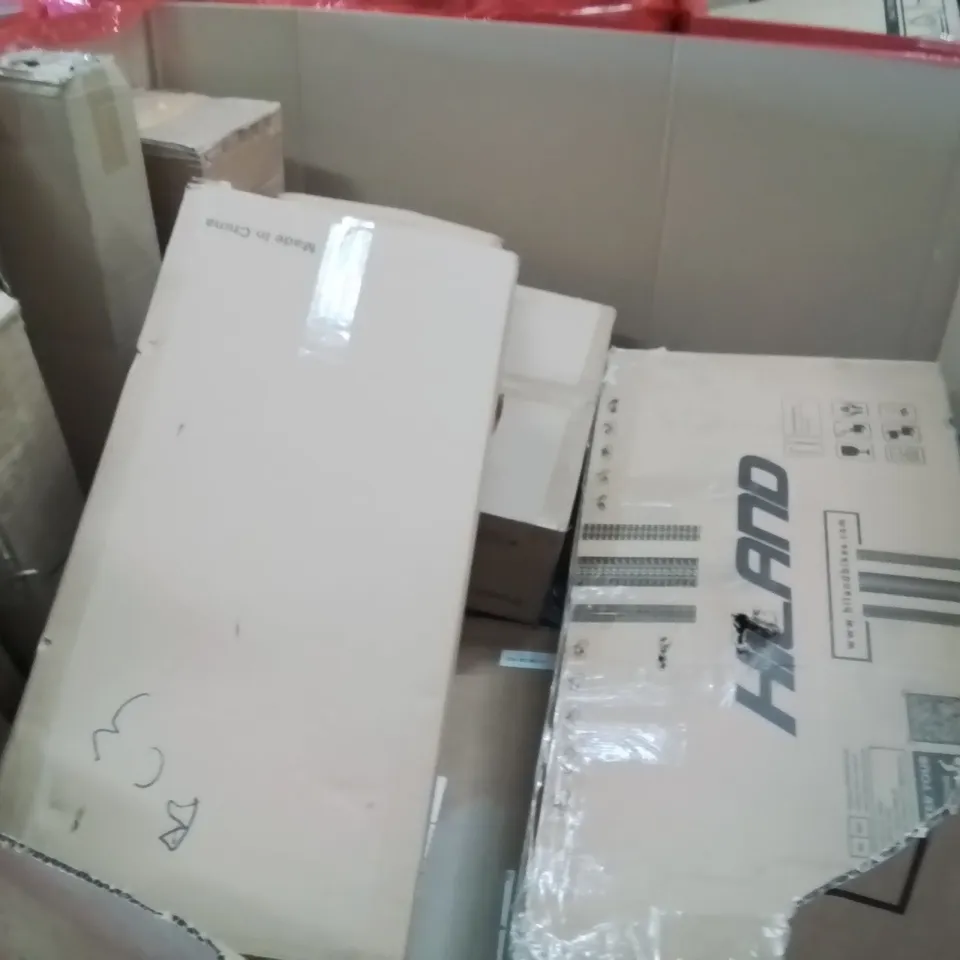 PALLET OF ASSORTED HOUSEHOLD GOODS AND PRODUCTS TO INCLUDE;ELECTRIC TILLER,CHILDREN'S CYCLE,PLAYPEN