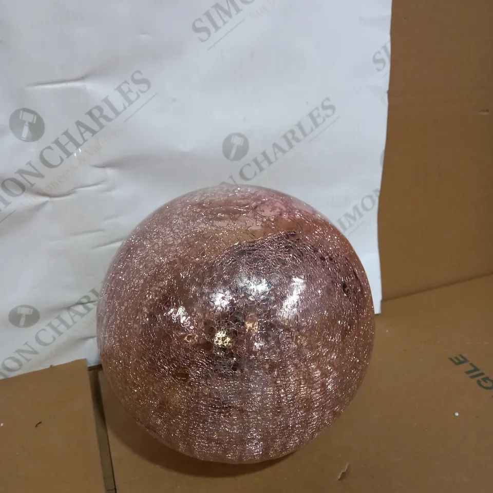 DESIGNER CRACKLE BLUSH PINK GLASS ORNAMENT 