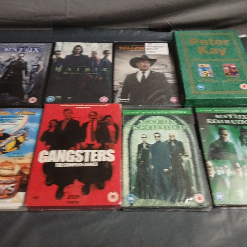APPROXIMATELY 15 ASSORTED DVDS TO INCLUDE - PETER KAY, MATRIX AND GANGSTERS