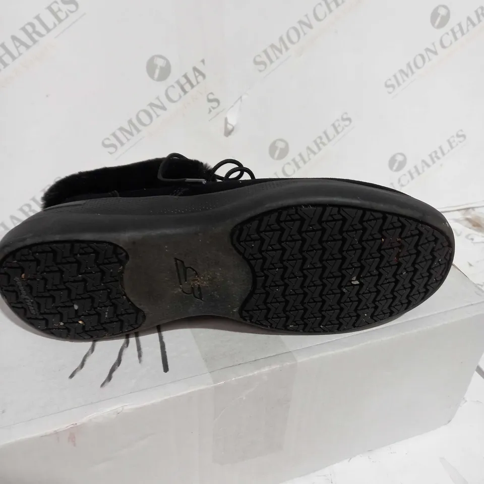 SKECHERS GO WALK STABILITY SUEDE BOOTS, BLACK - SIZE 4