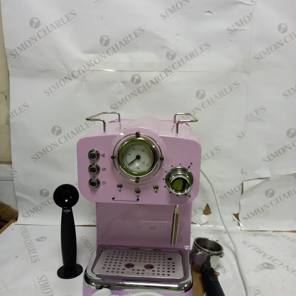SWAN RETRO PUMP ESPRESSO COFFEE MACHINE, PINK