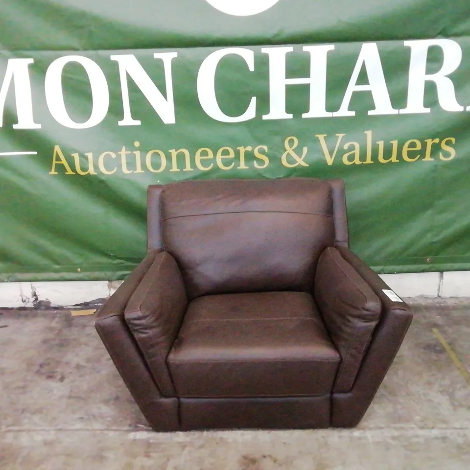 DESIGNER SOFOLOGY FELLINI BROWN LEATHER ARMCHAIR