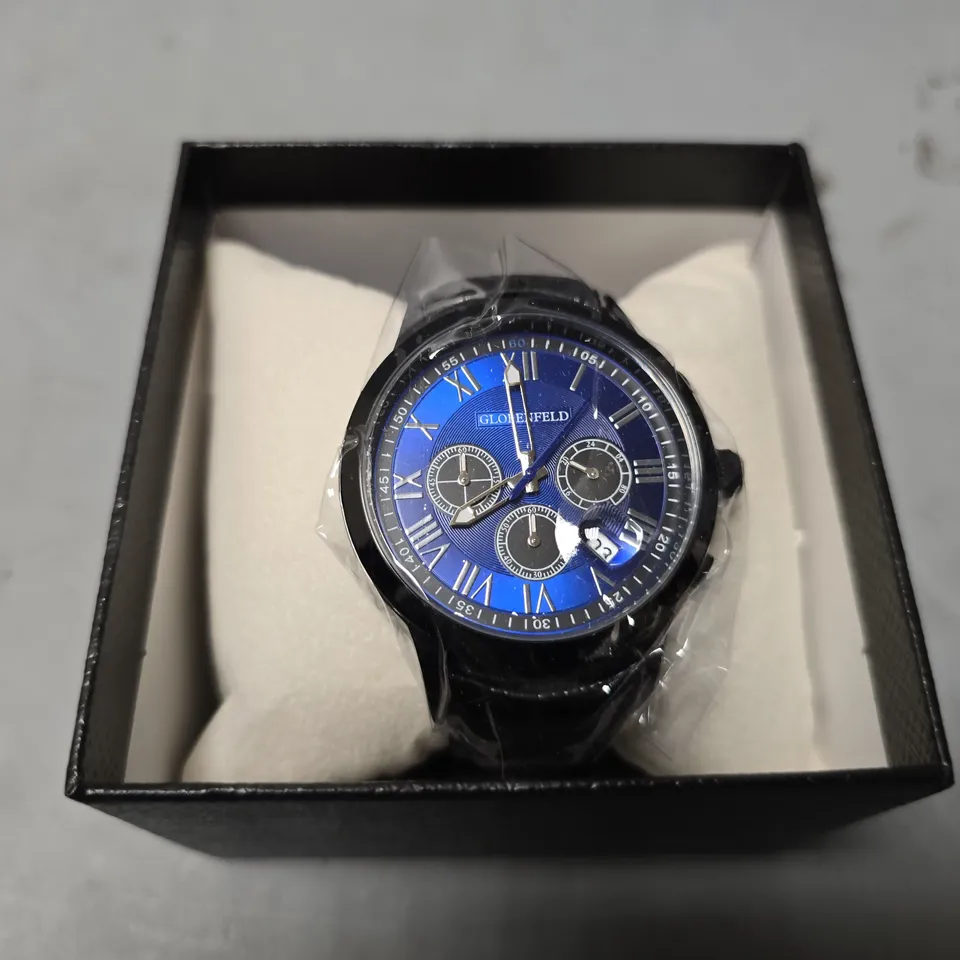 BOXED GLOBENFELD ROMAN CHRONO BLUE WATCH