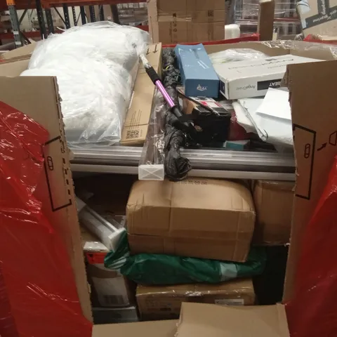 PALLET OF ASSORTED HOUSEHOLD GOODS AND PRODUCTS TO INCLUDE; VIBRATION PLATES, BLINDS, TOILET SEAT ETC