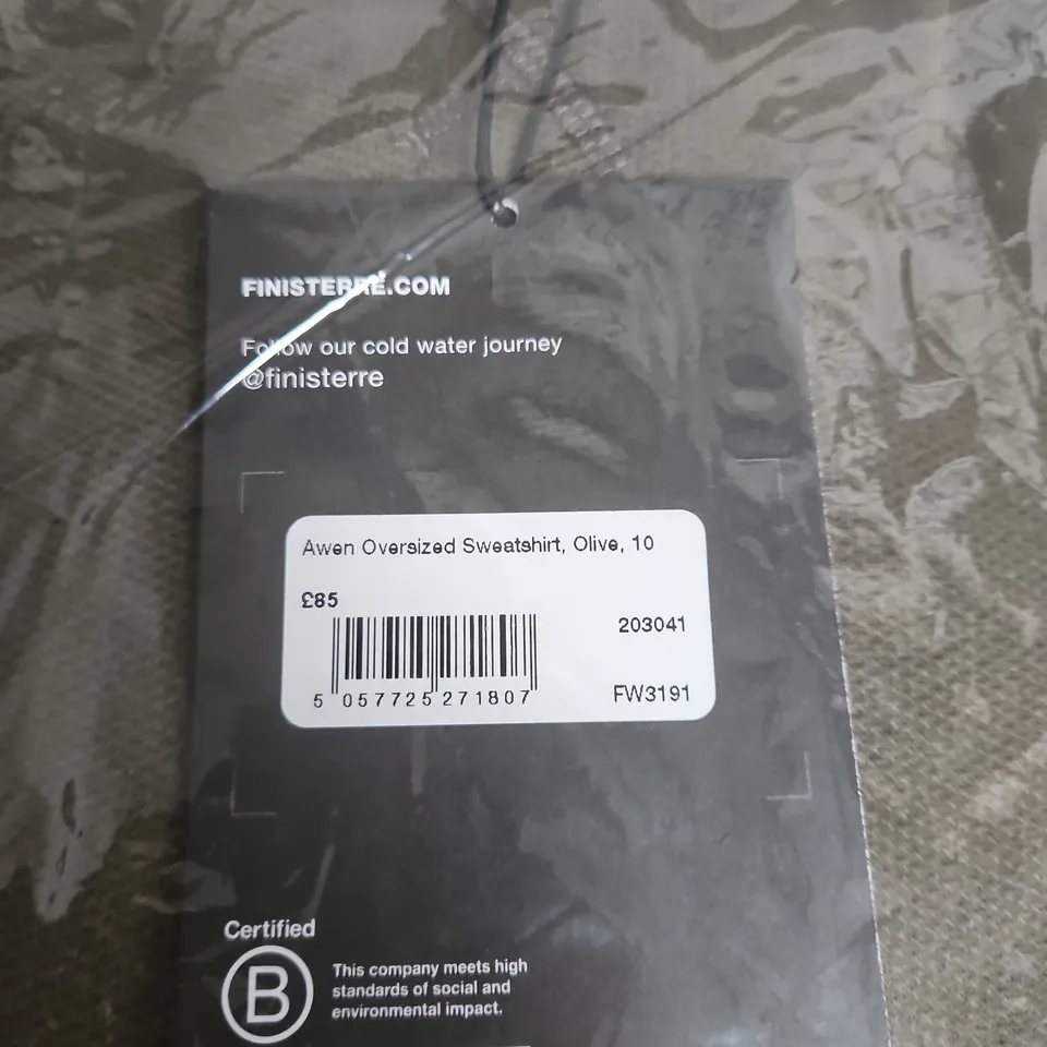 FINISTERRE AWEN OVERSIZED SWEATSHIRT – OLIVE, UK 10