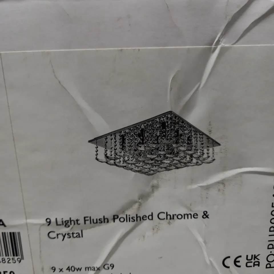 ORELLA 9 LIGHT FLUSH POLISHED CHROME & CRYSTAL