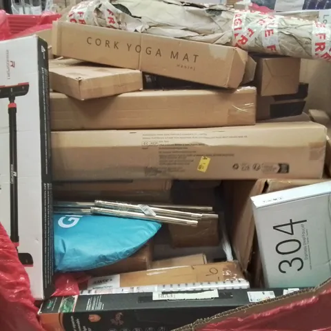 PALLET CONTAINING VARIOUS ASSORTED BOXED HOUSEHOLD ITEMS TO INCLUDE: DRYWALL STRONG ARM, WINDOW FILMS, AQUARIUM LIGHTS, STAINLESS STEEL FAUCET, YOGA MATS AND LOTS MORE UNMARKED BOXED ITEMS 