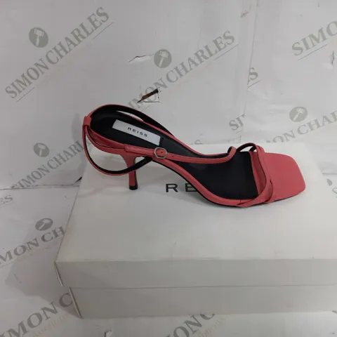 BOXED PAIR OF REISS STRAPPY SANDALS IN CORAL - EU SIZE 40