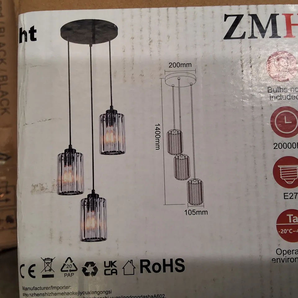 Boxed 3-light ceiling pendant light