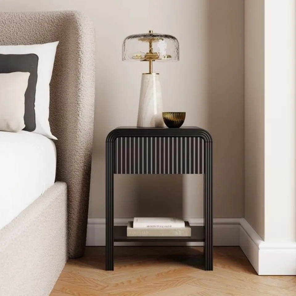 BOXED MARNY BEDSIDE TABLE - BLACK (1 BOX)