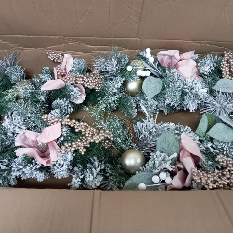FROSTED ROSE SWAG CHRISTMAS GARLAND