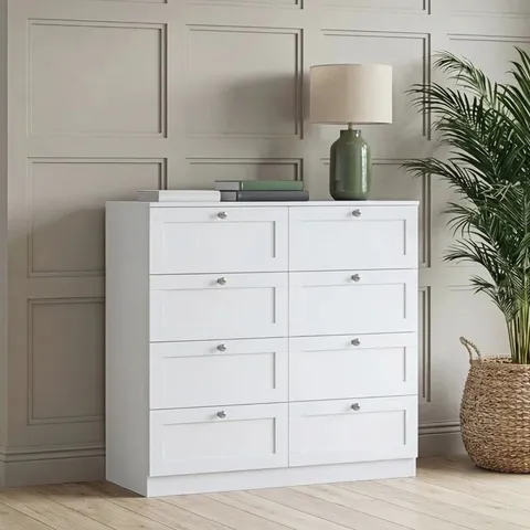 BOXED TASNEEM 8 DRAWER CHEST OF DRAWERS BEDROOM STORAGE UNIT CLOTHES STORAGE (2 BOXES)