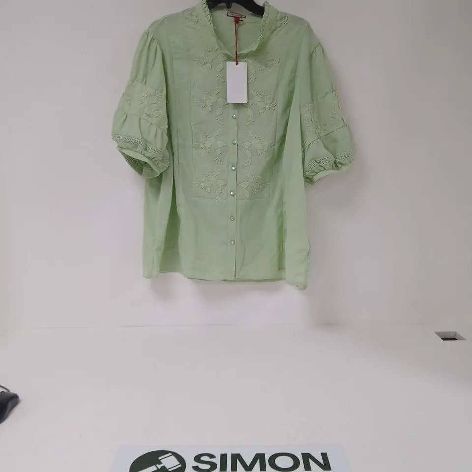 JOE BROWNS LIGHT GREEN BRODERIE EMBROIDERED BLOUSE – WOMEN'S CLOTHING - UK 24