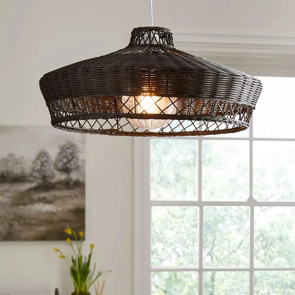 RATTAN EASY FIT PENDANT - BLACK