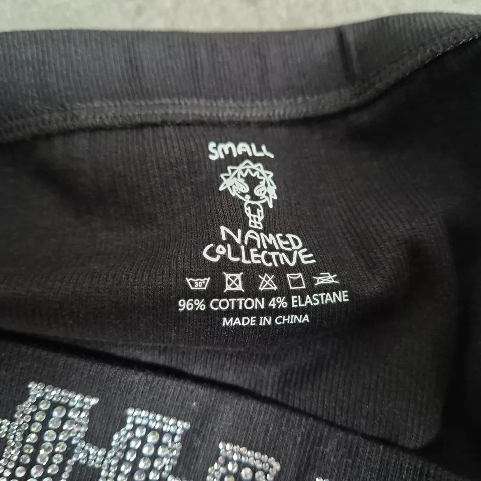NAMED COLLECTIVE BLACK COTTON-BLEND SHORTS WITH RHINESTONE WAISTBAND – SMALL