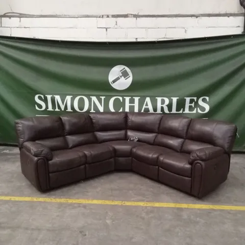 LEIGHTON LEATHER/FAUX LEATHER POWER HIGH BACK RECLINER CORNER GROUP SOFA