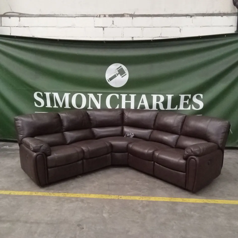 LEIGHTON LEATHER/FAUX LEATHER POWER HIGH BACK RECLINER CORNER GROUP SOFA RRP £2599