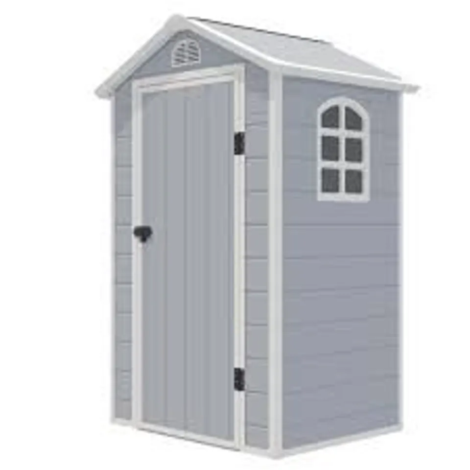 BOXED COSTWAY OUTDOOR STORAGE SHED WITH LOCKABLE DOOR WINDOW AND AIR VENTS -BEIGE-