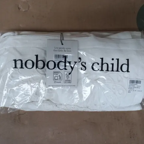 BAGGED NOBODY'S CHILD JERSEY EMBROIDERY WAISTCOAT IN WHITE SIZE UK 16
