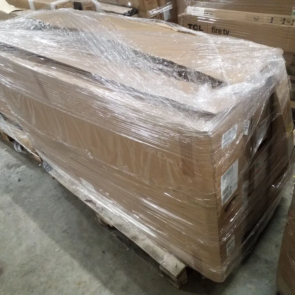 PALLET OF FIVE ASSORTED WAREHOUSE DAMAGED TV'S TO INCLUDE;