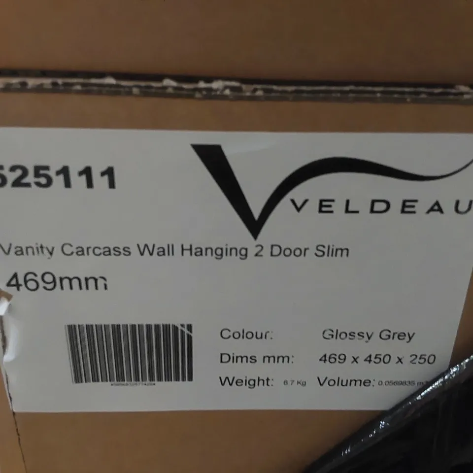 PALLET CONTAINING A LARGE ASSORTMENT OF BATHROOM FURNITURE PARTS INCLUDING: VELDEAU VANITY WALL HANGING CARCASSES ECT