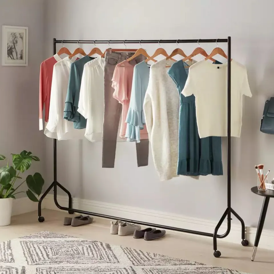 BOXED HOME HEAVY DUTY 6 FEET WIDE CLOTHES RAIL - BLACK