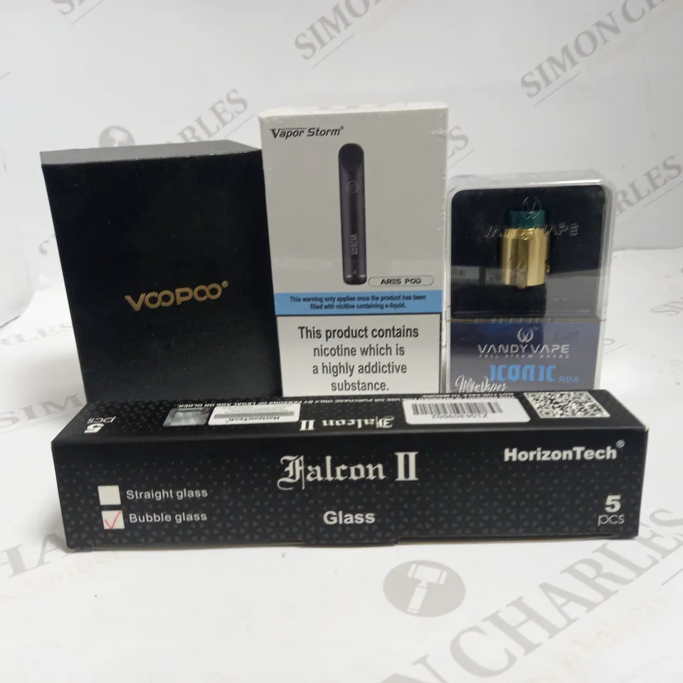 LOT OF 30 ASSORTED VAPING DEVICES & ACCESSORIES, TO INCLUDE VOOPOO, VAPOR STORM, ETC