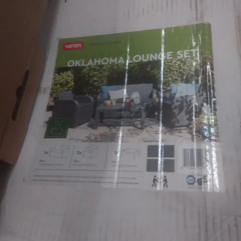 BOXED OKLAHOMA 4 SEAT LOUNGE SET WITH CUSHIONS