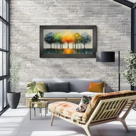 BOXED CEDAR & SAGE VIBRANT CANOPY FRAMED CANVAS // SIZE: H 78cm X W 138cm X D 3cm