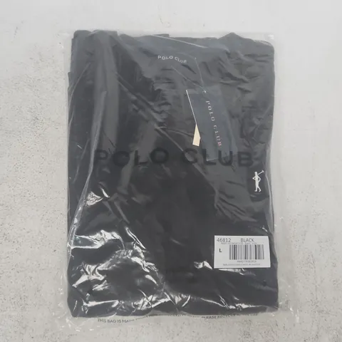 BAGGED POLO CLUB U-NECK RELAXED FIT SWEATSHIRT IN BLACK SIZE LARGE