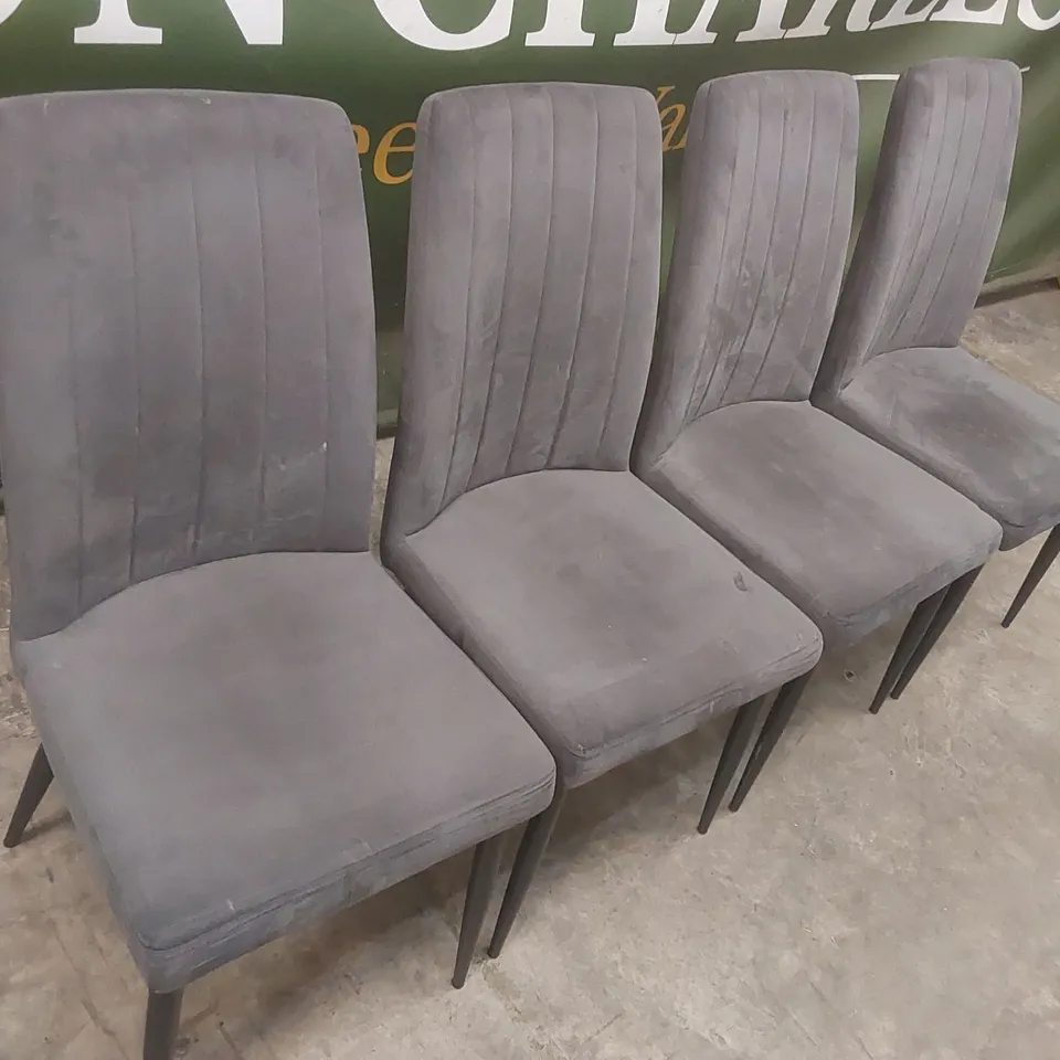 SET OF 4x DESIGNER VELVET UPHOLSTERED DINING CHAIRS