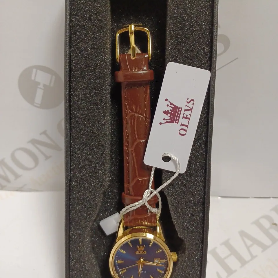 OLEVS WATCH WITH BROWN LEATHER EFFECT STRAP