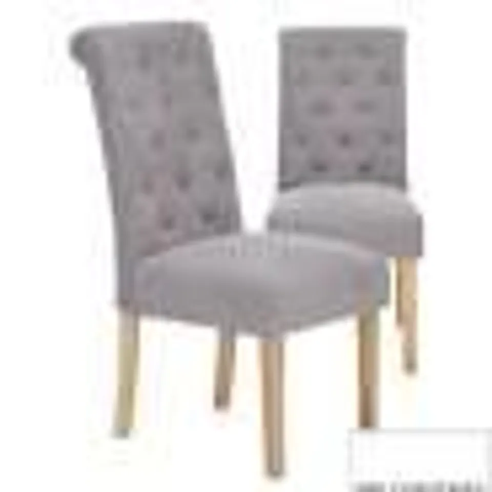 PAIR OF FABRIC SCROLL BACK DINING CHAIRS - COLLECTION ONLY RRP £229.99