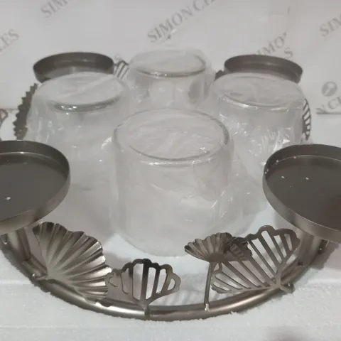 BOXED ALISON CORK GINKGO CENTREPIECE CANDLE HOLDER - COLLECTION ONLY