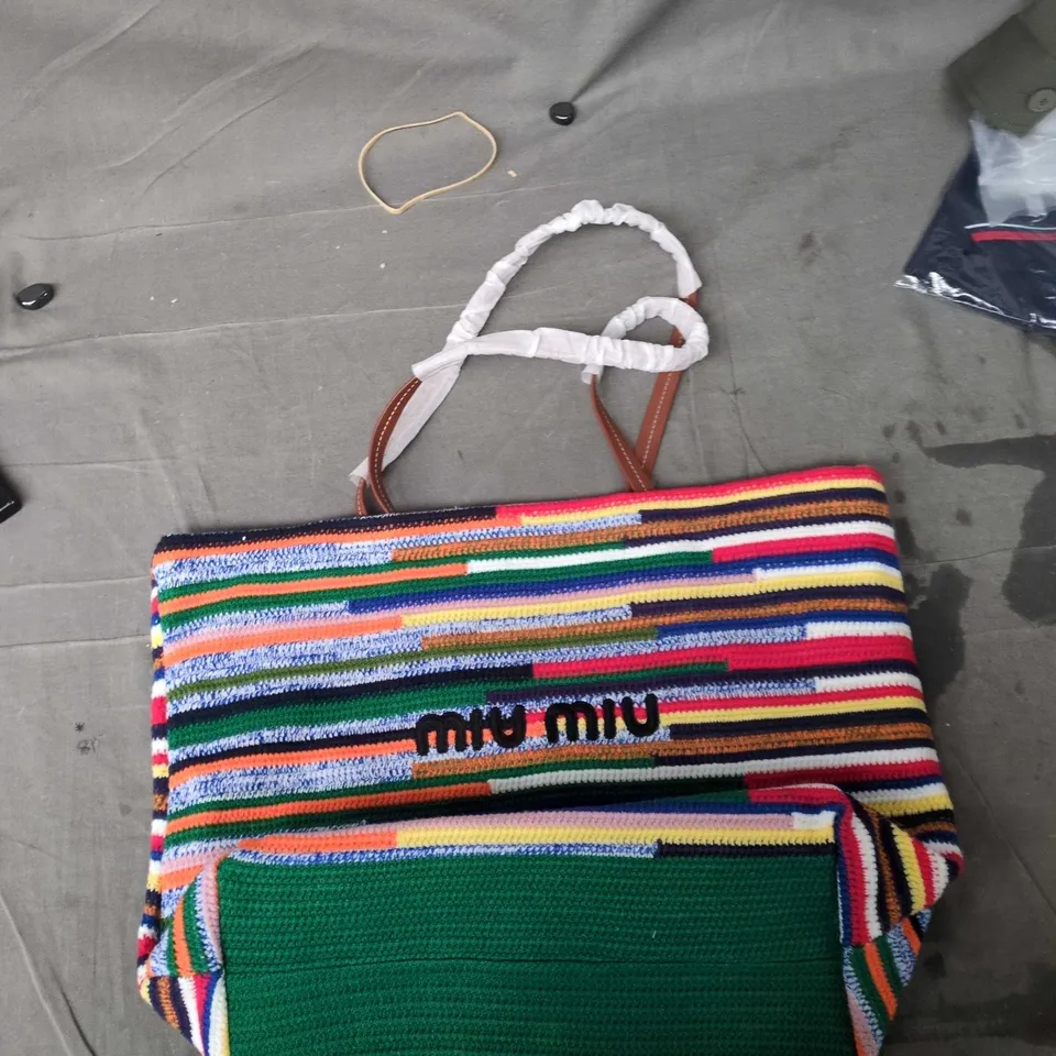 MIU MIU STRIPED WOVEN HANDBAG – RAINBOW COLOURS
