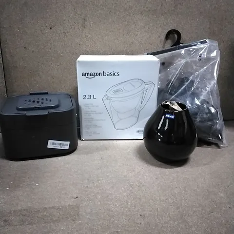 BOX TO CONTAIN ASSORTED HOUSEHOLD GOODS AND PRODUCTS TO INCLUDE; WENKO VASE, AMAZON WATER FILTER JUG, KIDS COSTUME ETC 