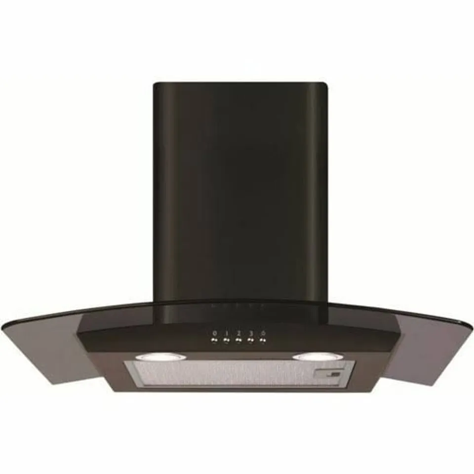 BOXED ABODE AGCH6031B 60CM CURVED GLASS COOKER HOOD - BLACK