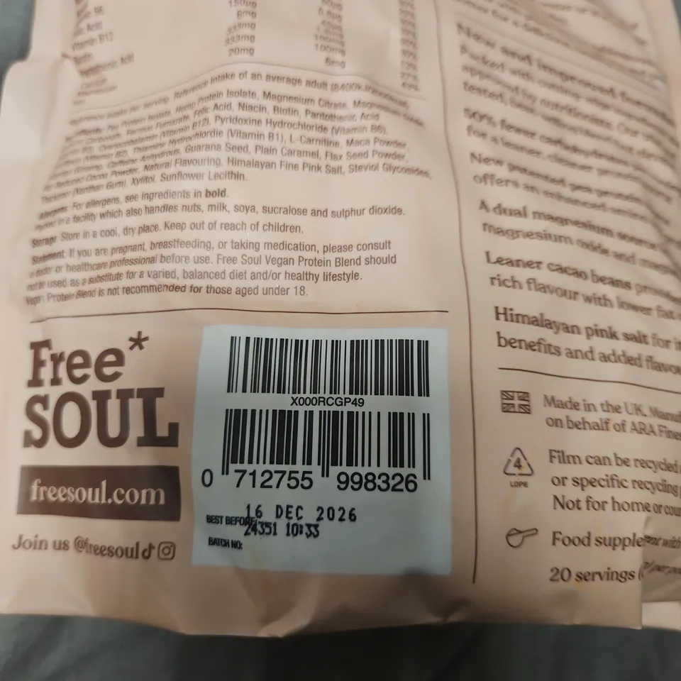 FREE SOUL VEGAN PROTEIN BLEND 600G – PROTEIN POWDER