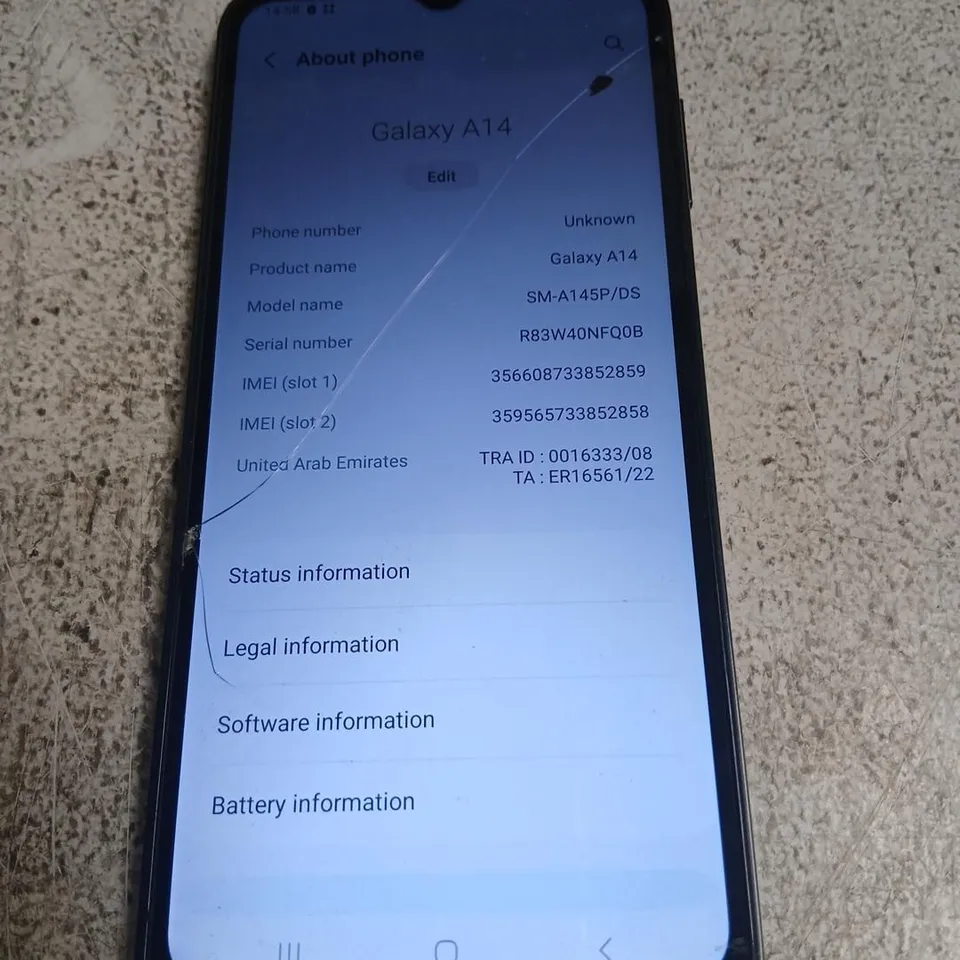 SAMSUNG GALAXY A14 SMARTPHONE – BLACK