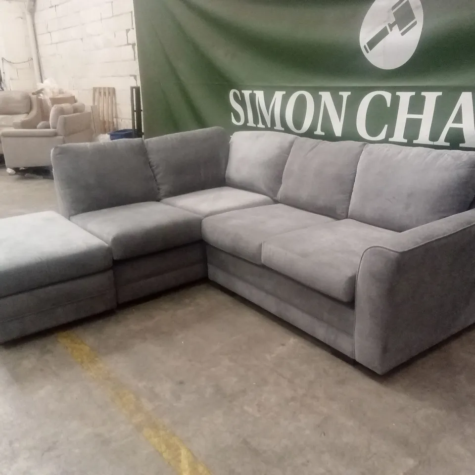 LILA 5 SEATER FABRIC CORNER SOFA - GREY