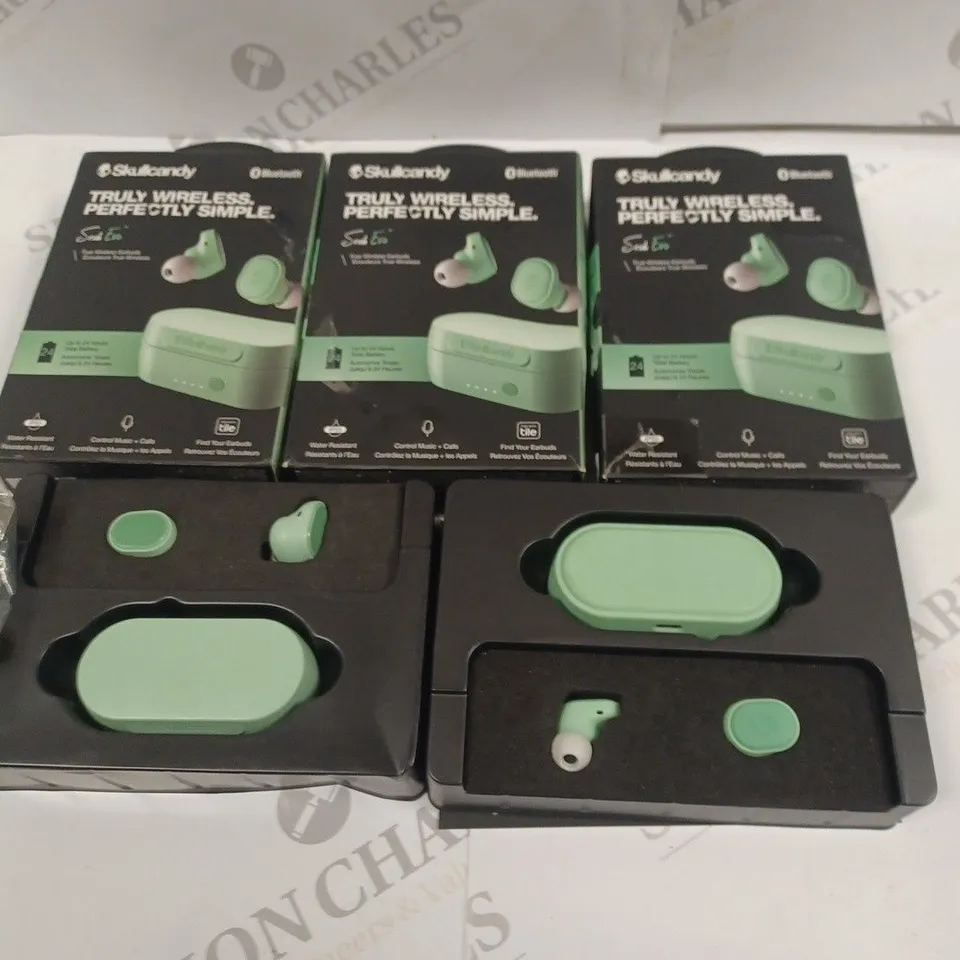LOT OF 5 PAIRS OF SKULL CANDY SESH EVO TWS EARBUDS IN GREEN