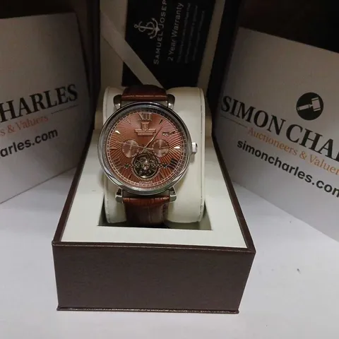 SAMUEL JOSEPH AUTOMATIC LIMITED EDITION SILVER BROWN WRISTWATCH